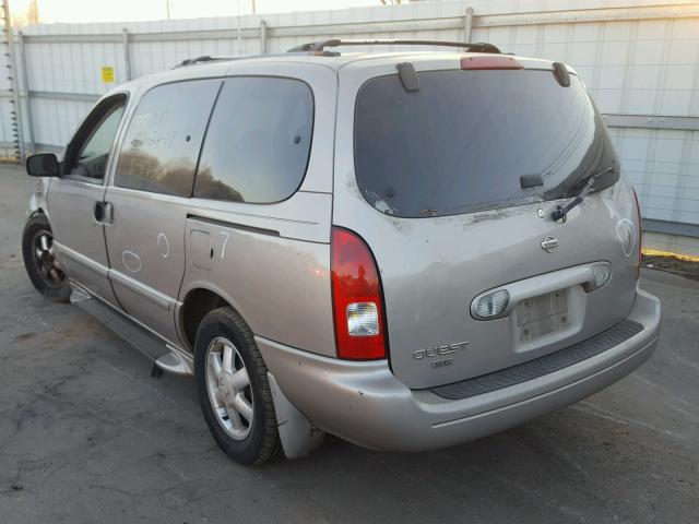 4N2ZN16T71D819305 - 2001 NISSAN QUEST SE BEIGE photo 3