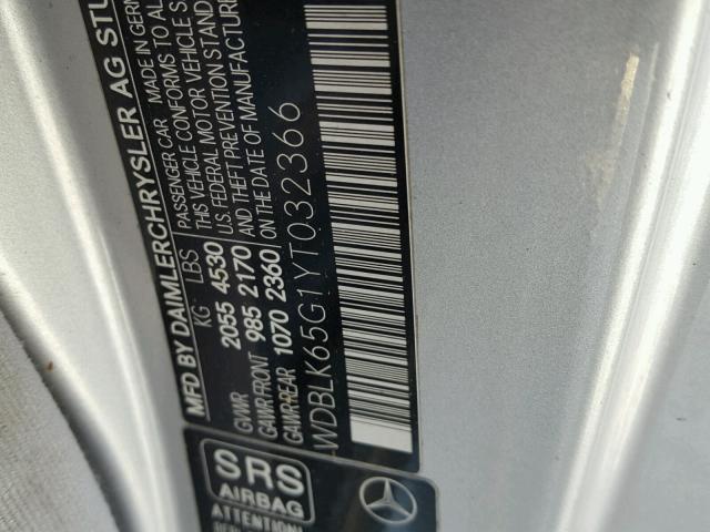 WDBLK65G1YT032366 - 2000 MERCEDES-BENZ CLK 320 SILVER photo 10