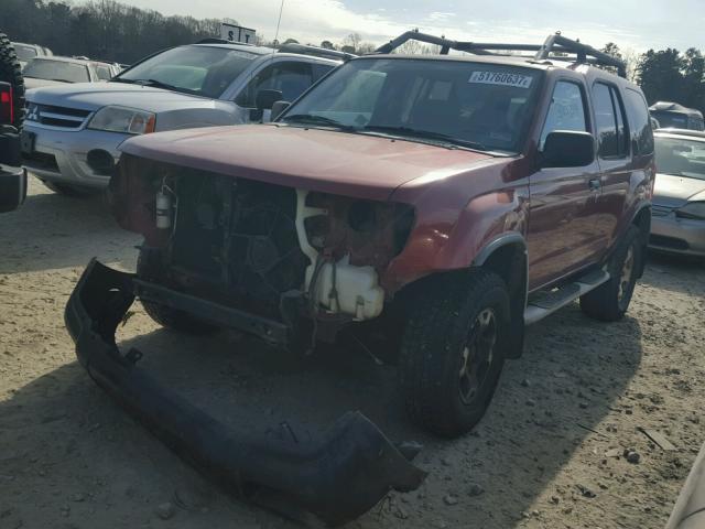 5N1ED28T81C540034 - 2001 NISSAN XTERRA XE RED photo 2