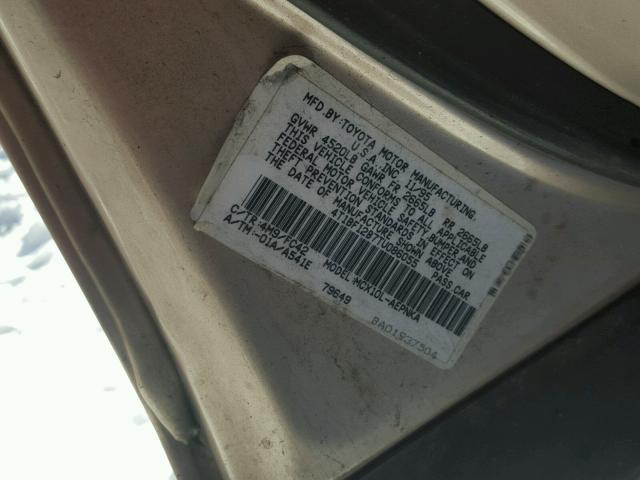 4T1BF12B7TU086055 - 1996 TOYOTA AVALON XL GOLD photo 10