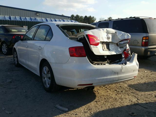 3VW2K7AJ7CM384442 - 2012 VOLKSWAGEN JETTA BASE WHITE photo 3