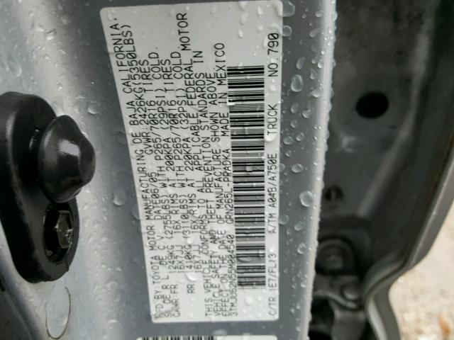 3TMJU62N55M004540 - 2005 TOYOTA TACOMA DOU SILVER photo 10