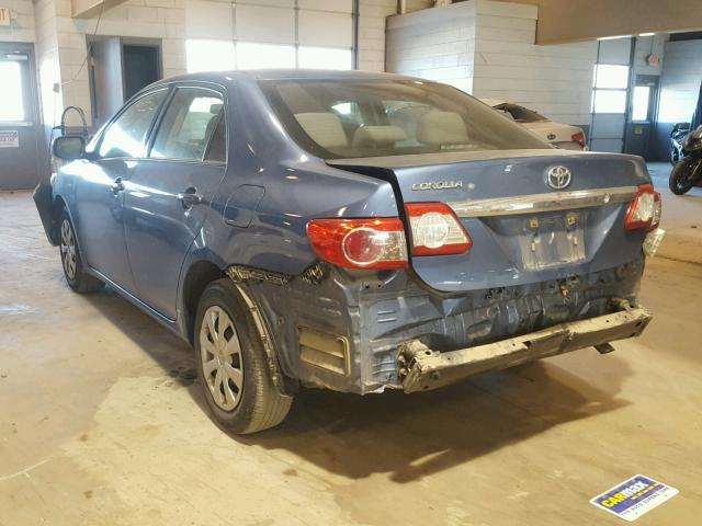 5YFBU4EE9DP137524 - 2013 TOYOTA COROLLA BA BLUE photo 3