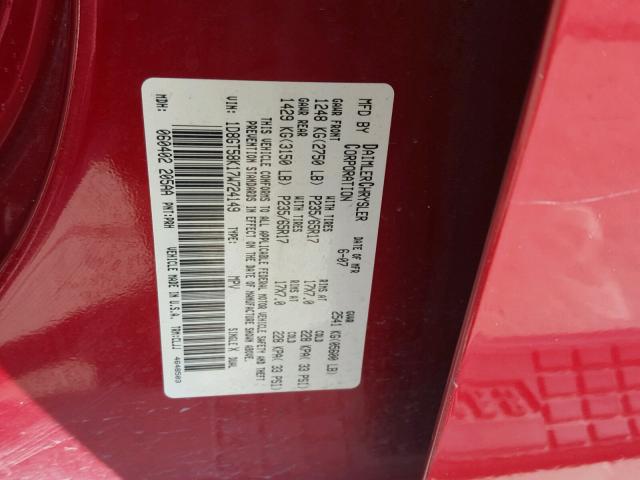 1D8GT58K17W724149 - 2007 DODGE NITRO SLT RED photo 10