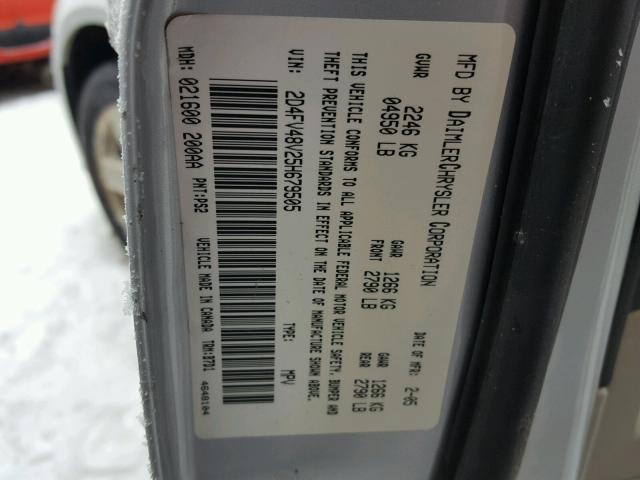 2D4FV48V25H679505 - 2005 DODGE MAGNUM SXT GRAY photo 10