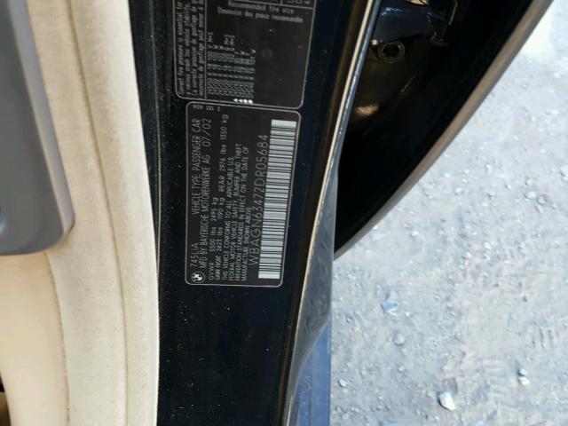 WBAGN63472DR05684 - 2002 BMW 745 LI BLACK photo 10