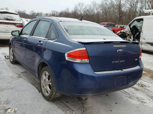 1FAHP35N98W288717 - 2008 FORD FOCUS SE BLUE photo 3