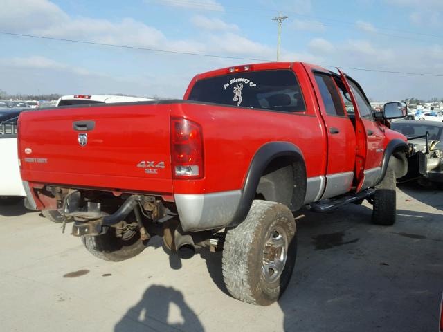 3D7KS28C85G721835 - 2005 DODGE RAM 2500 S RED photo 4