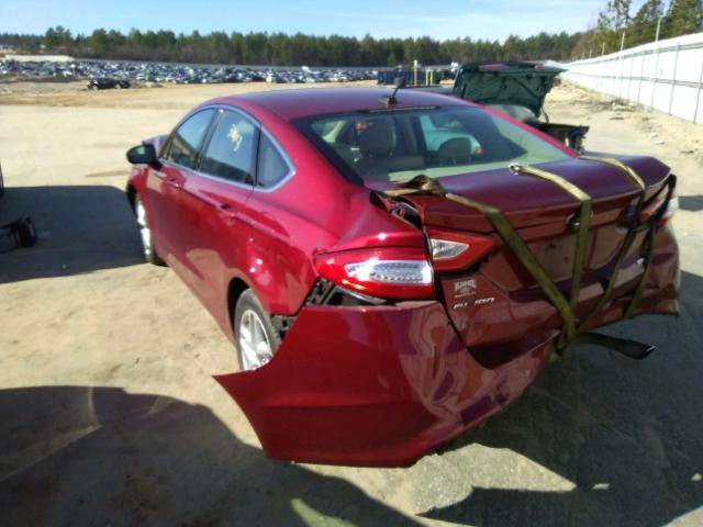 3FA6P0HD7ER386099 - 2014 FORD FUSION SE RED photo 3