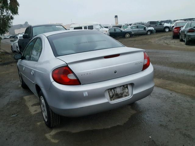 1B3ES16C22D554130 - 2002 DODGE NEON S SILVER photo 3