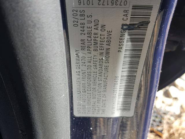 WVWYH63B42E378436 - 2002 VOLKSWAGEN PASSAT GLX PURPLE photo 10