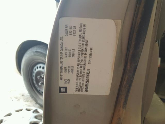 2G4WS52J751160570 - 2005 BUICK CENTURY CU TAN photo 10