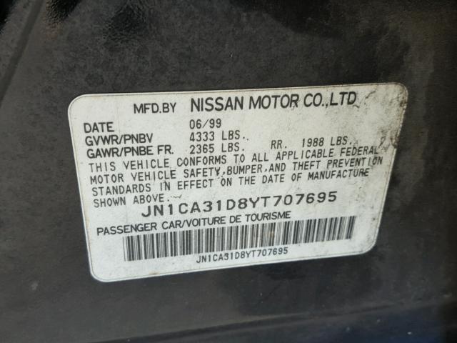 JN1CA31D8YT707695 - 2000 NISSAN MAXIMA GLE BLACK photo 10