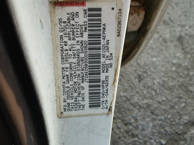 JT2AE09B9S0093820 - 1995 TOYOTA COROLLA LE 白色 照片 10