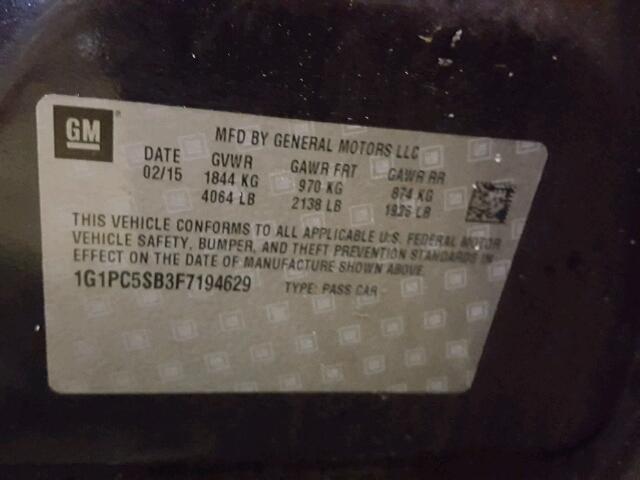 1G1PC5SB3F7194629 - 2015 CHEVROLET CRUZE LT BLUE photo 10