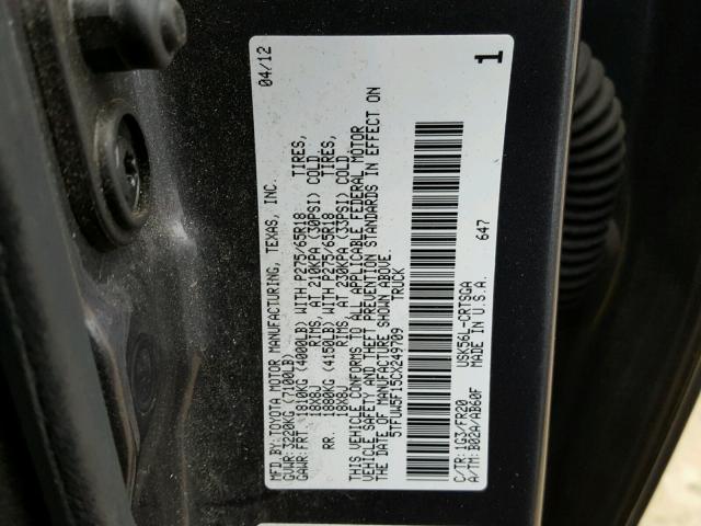 5TFUW5F15CX249709 - 2012 TOYOTA TUNDRA DOU GRAY photo 10