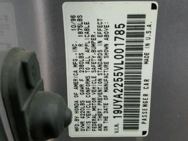 19UYA2255VL001785 - 1997 ACURA 3.0CL 银色 照片 10
