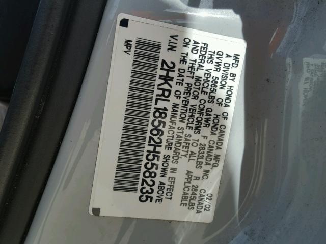 2HKRL18562H558235 - 2002 HONDA ODYSSEY LX SILVER photo 10