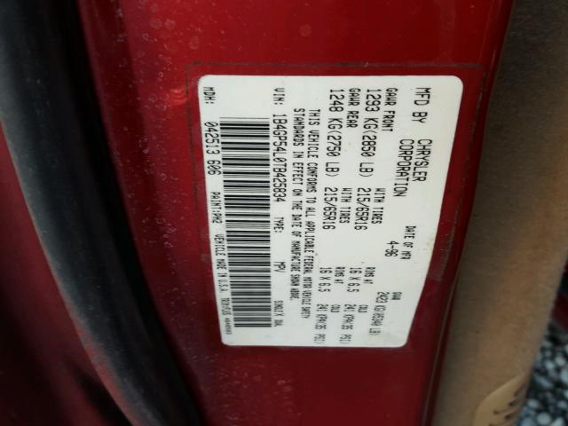 1B4GP54L0TB425834 - 1996 DODGE GRAND CARA RED photo 10