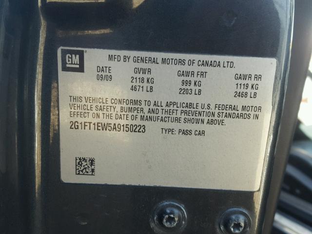 2G1FT1EW5A9150223 - 2010 CHEVROLET CAMARO SS Gris foto 10