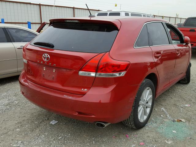 4T3ZA3BB0CU056315 - 2012 TOYOTA VENZA LE RED photo 4