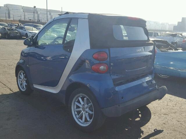 WMEEK31X68K175710 - 2008 SMART FORTWO PAS BLUE photo 3