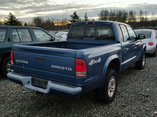 1D7HG38N43S168531 - 2003 DODGE DAKOTA QUA BLUE photo 4