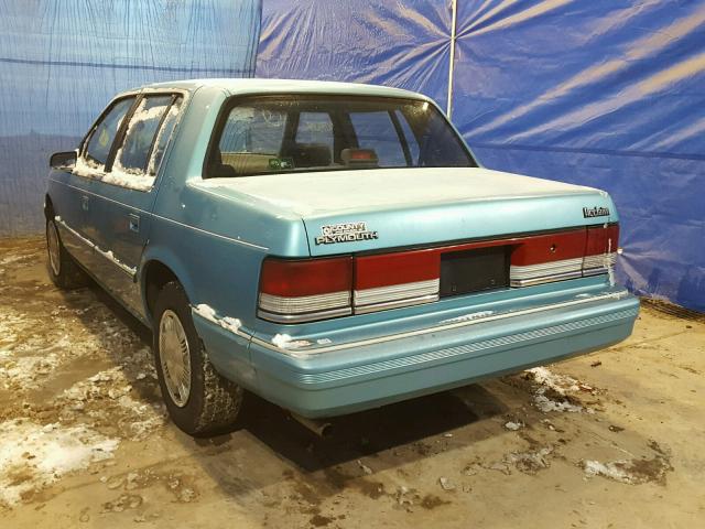 1P3XA46K0PF502302 - 1993 PLYMOUTH ACCLAIM BLUE photo 3