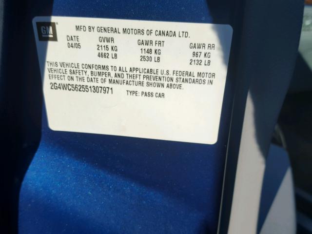 2G4WC562551307971 - 2005 BUICK LACROSSE C BLUE photo 10