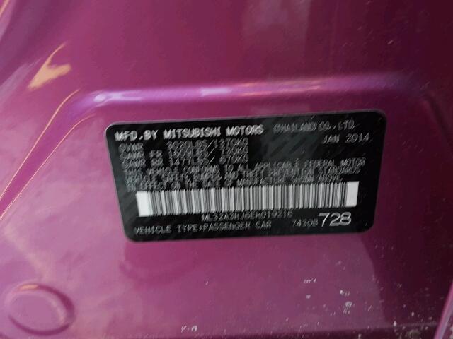 ML32A3HJ6EH019216 - 2014 MITSUBISHI MIRAGE DE PINK photo 10