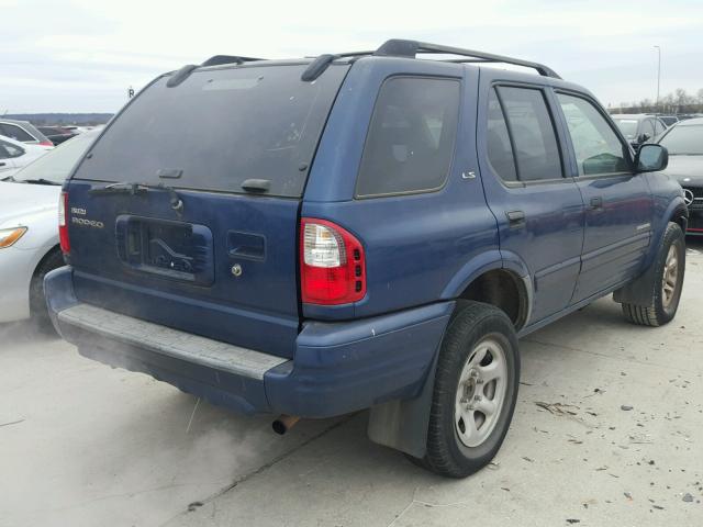 4S2CK58W124327598 - 2002 ISUZU RODEO S BLUE photo 4