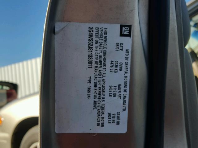 2G4WS52J811330011 - 2001 BUICK CENTURY CU BEIGE photo 10