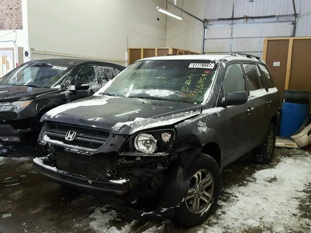 2HKYF18504H565686 - 2004 HONDA PILOT EXL GRAY photo 2