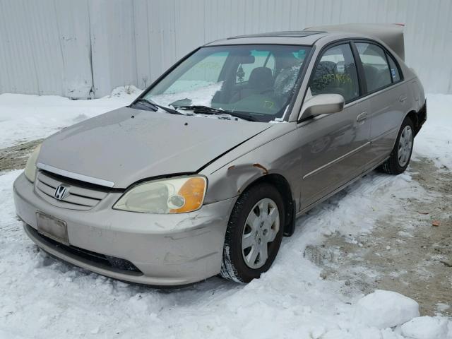 1HGES26772L060652 - 2002 HONDA CIVIC EX GOLD photo 2