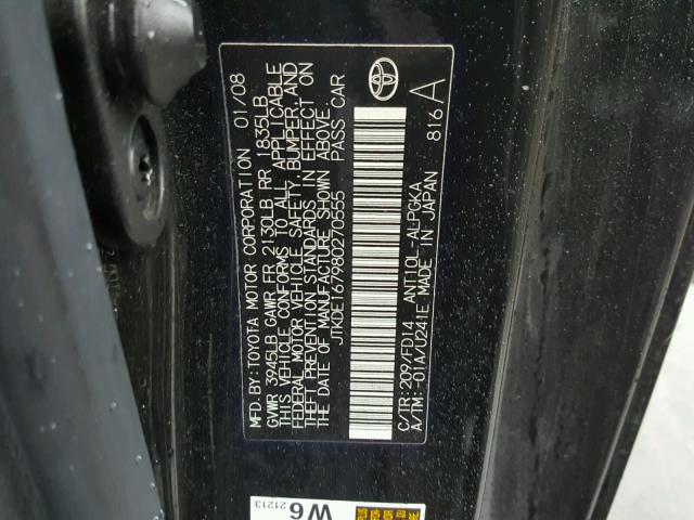 JTKDE167980270555 - 2008 SCION TC BLACK photo 10