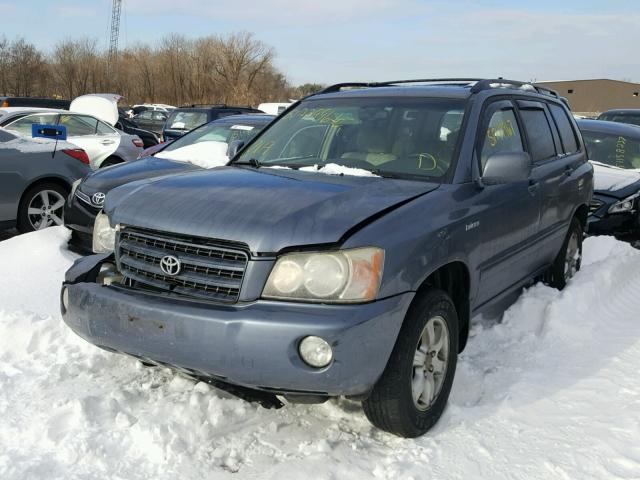 JTEHF21A620081640 - 2002 TOYOTA HIGHLANDER BLUE photo 2