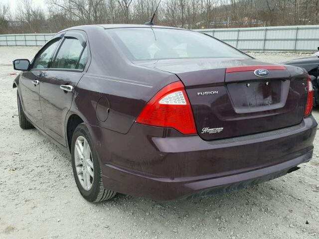 3FAHP0GA5BR120639 - 2011 FORD FUSION S MAROON photo 3