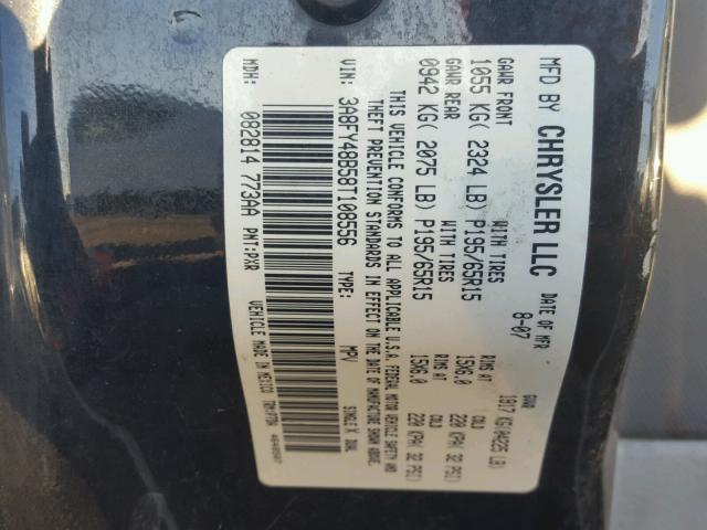 3A8FY48B58T108556 - 2008 CHRYSLER PT CRUISER BLACK photo 10