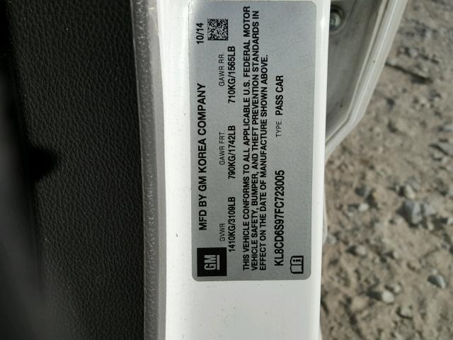 KL8CD6S97FC723005 - 2015 CHEVROLET SPARK 1LT Белый фото 10