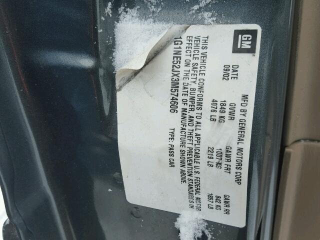 1G1NE52JX3M574606 - 2003 CHEVROLET MALIBU LS 灰色 照片 10