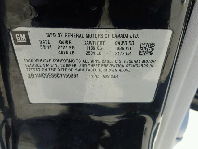 2G1WC5E39C1159361 - 2012 CHEVROLET IMPALA LTZ BLACK photo 10