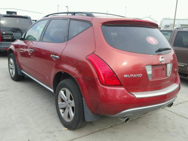 JN8AZ08T06W406279 - 2006 NISSAN MURANO SL RED photo 3