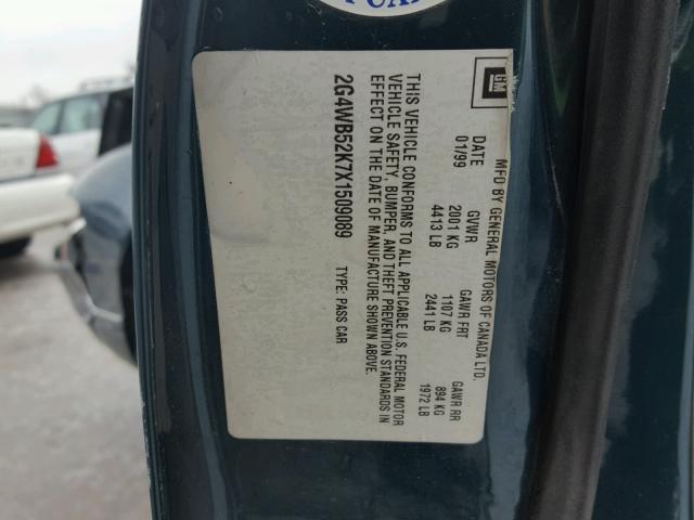 2G4WB52K7X1509089 - 1999 BUICK REGAL LS GREEN photo 10