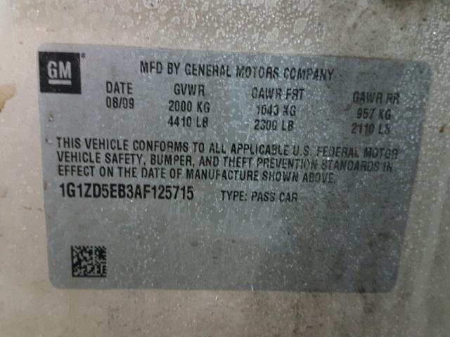 1G1ZD5EB3AF125715 - 2010 CHEVROLET MALIBU 2LT BEIGE photo 10