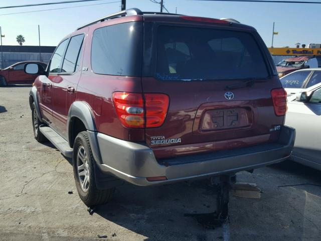 5TDZT34A83S147798 - 2003 TOYOTA SEQUOIA SR RED photo 3