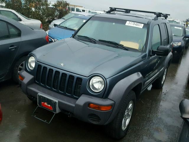 1J8GL48K32W355496 - 2002 JEEP LIBERTY SP BLUE photo 2