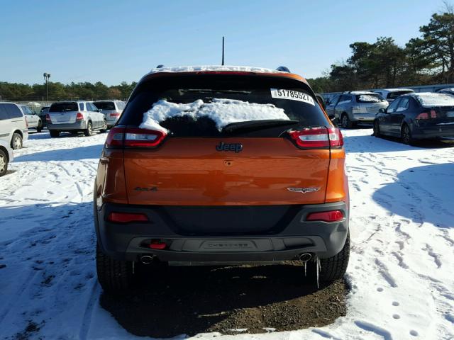 1C4PJMBS0GW335185 - 2016 JEEP CHEROKEE T ORANGE photo 9