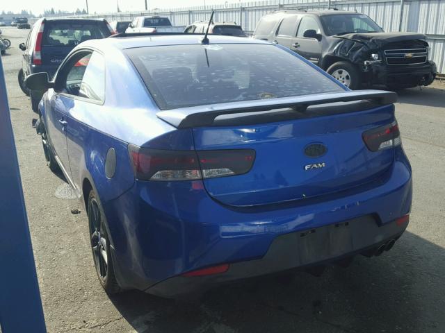 KNAFW6A3XA5243286 - 2010 KIA FORTE SX BLUE photo 3