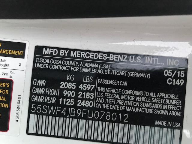 55SWF4JB9FU078012 - 2015 MERCEDES-BENZ C 300 WHITE photo 10