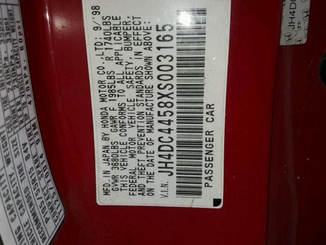 JH4DC4458XS003165 - 1999 ACURA INTEGRA LS RED photo 10